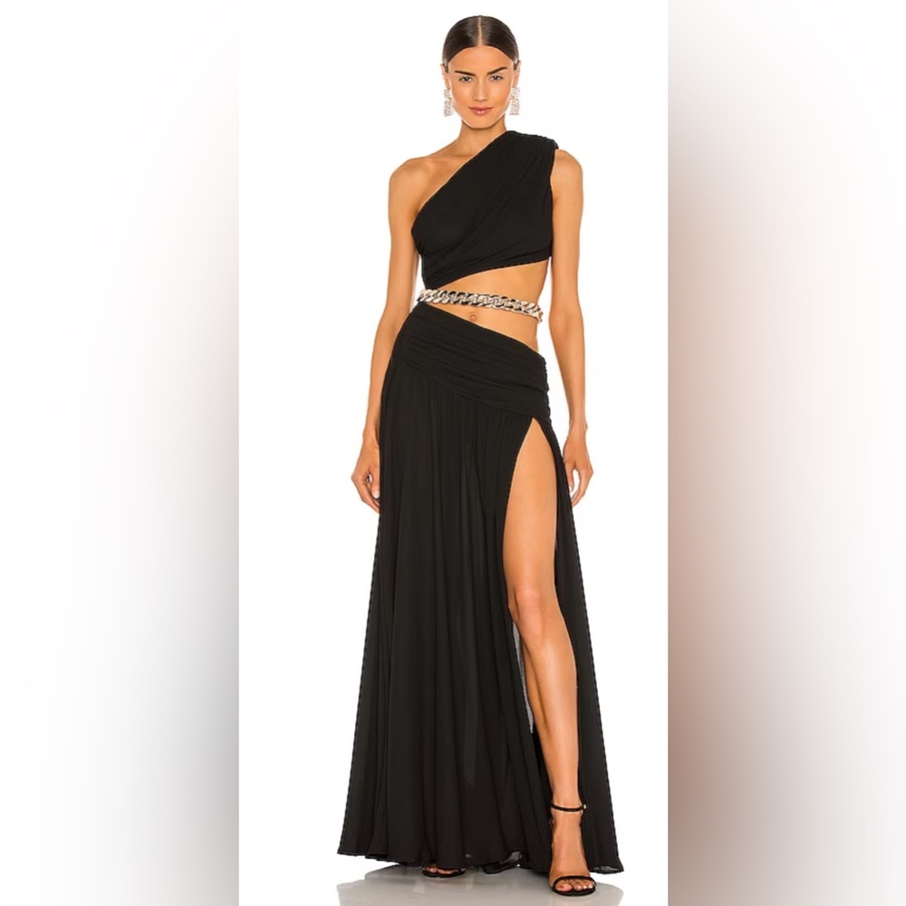 Bronx and Banco Black Jafari Gown One Shoulder Size Small NWT